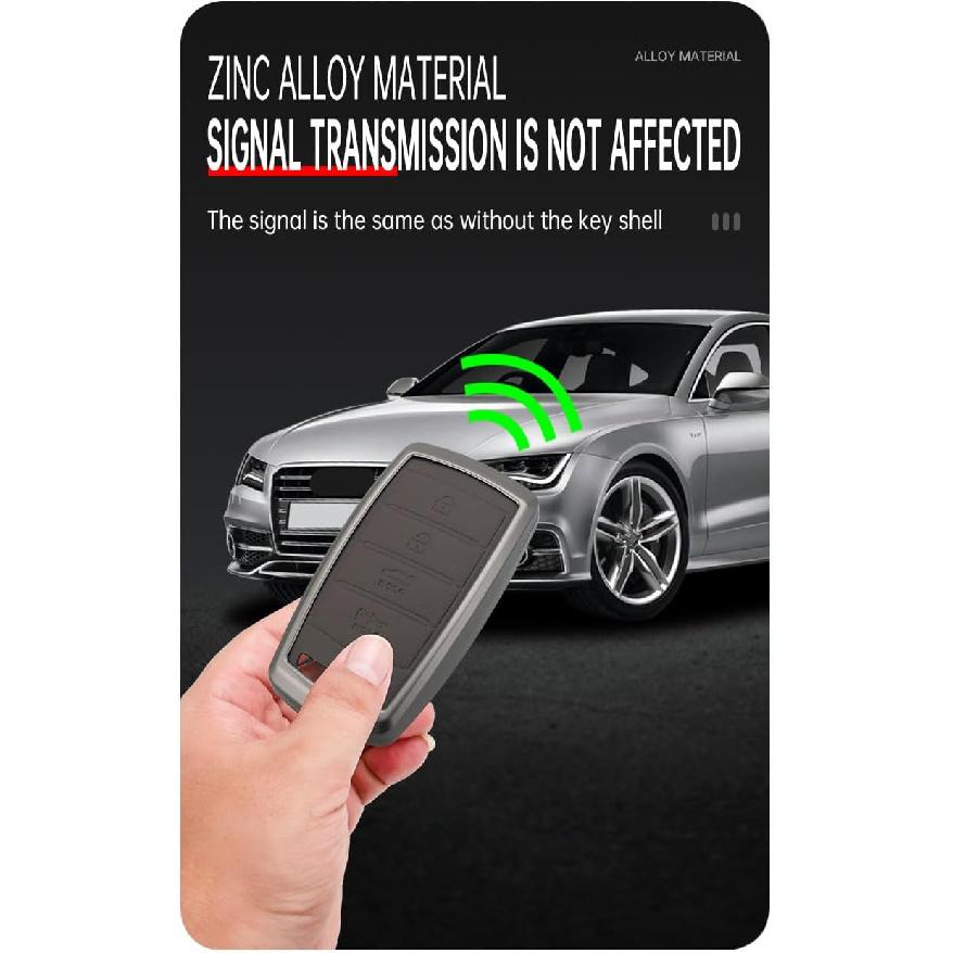 Leather Metal Shell Car Key Fob Cover Case Compatible With Genesis G70 2020