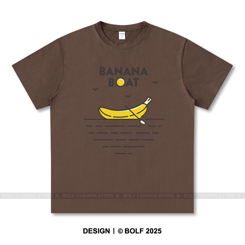 Women's Banana Boat Printed T-Shirt 100% Cotton Oversized Tropical Graphic Tees for Men Summer Tops Vacation Streetwear