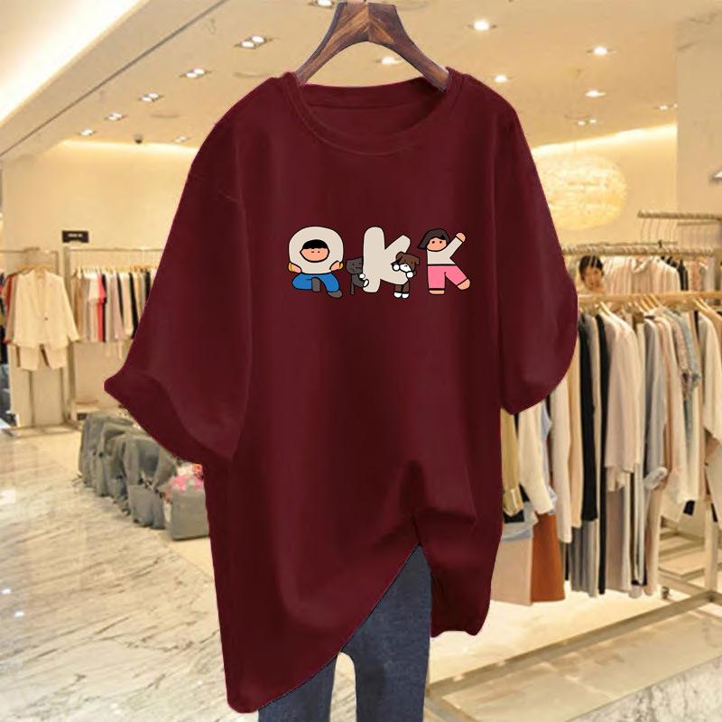 pure cotton white cartoon print loose t-shirt women's summer short-sleeved new top bottoming shirt