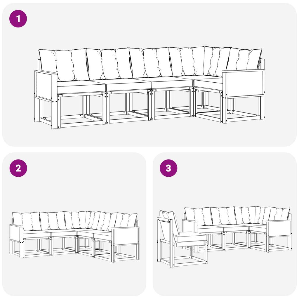 Outdoor Sofa Set with Cushions 5 pcs Natural and Black