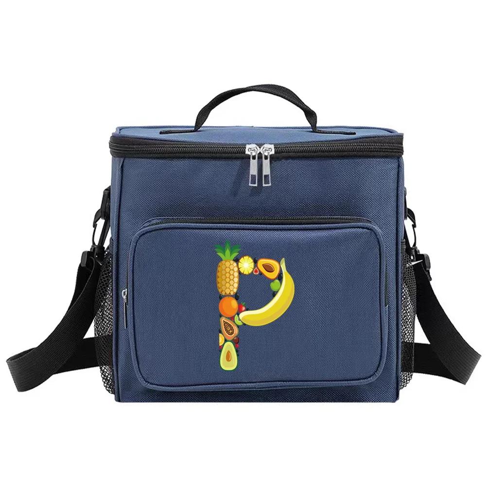 Lunch Bag Insulated Bags Cooler Box Thermal Organizer Handbag Camping Shoulder Storage Lunchbag for Men and Women Fruit Pattern