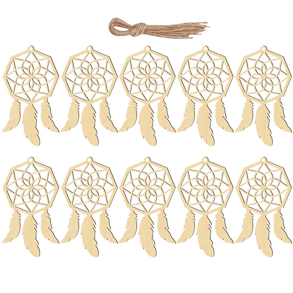 20 Sztuk Drewniany Zestaw Łapacz Snów Beżowy Rustykalny Wystrój Domu Wisiorek Ozdoba Ścienna dla Dzieci Kreatywna Dekoracja Trzeci Wzór