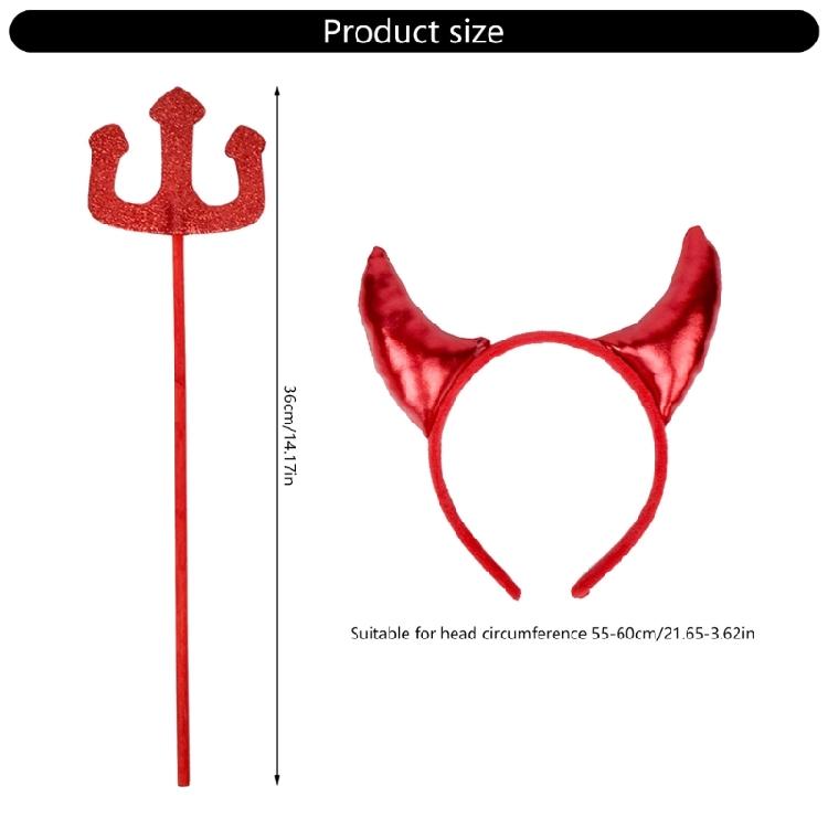 Devil Costume Decorations Set Halloween Party Props Devil Horn Ears Headband Set