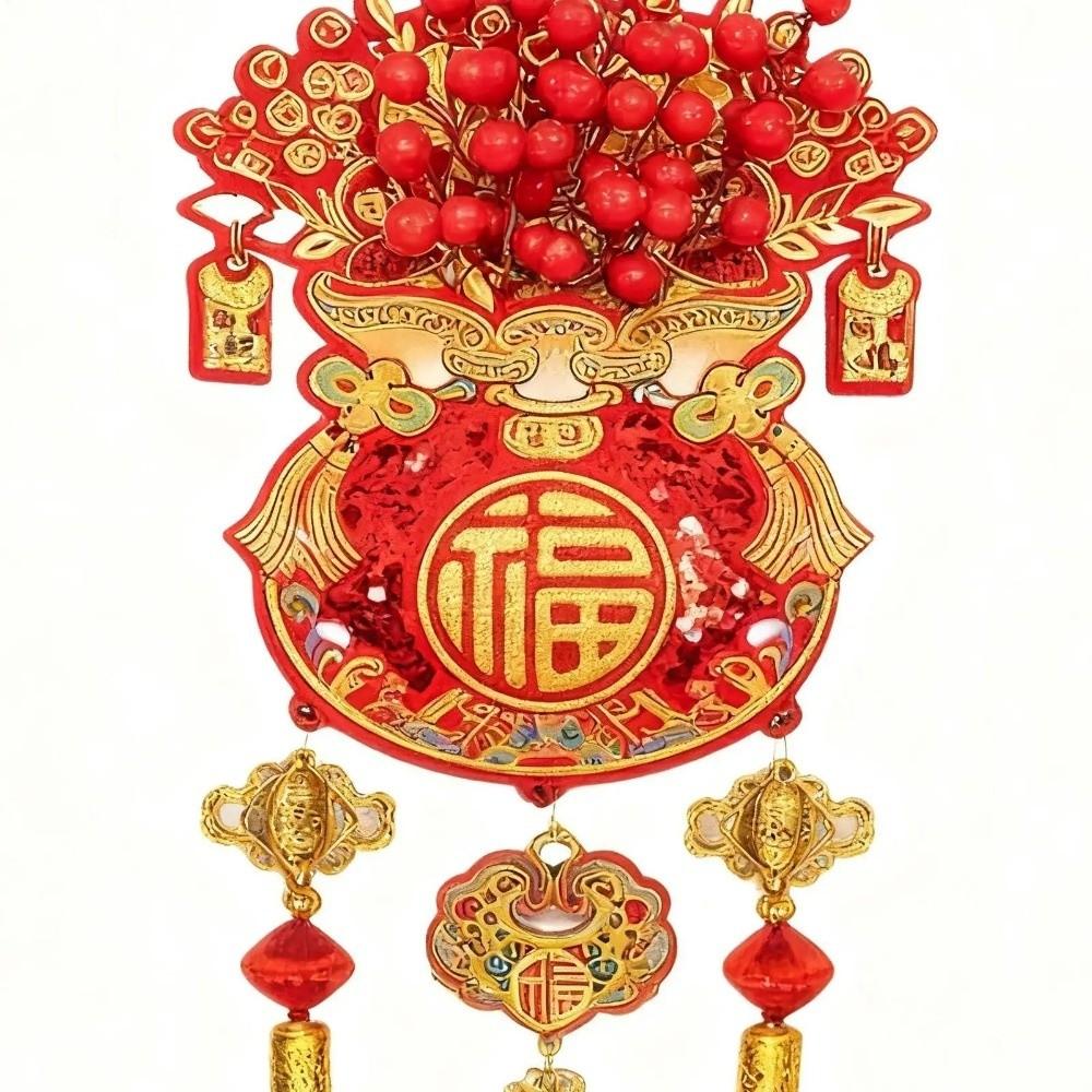 Lucky Bag Shape Chinese New Year Decoration Traditional Glitter Sequins Festive Hanging Ornaments Good Fortune Three-dimensional