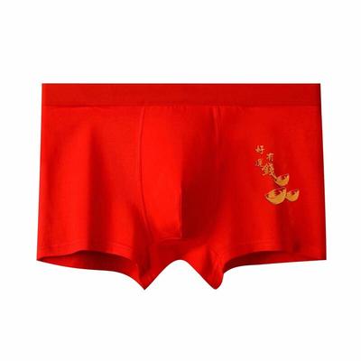 Cai Zhi Yan Men's Lucky Red Mid-Waist Boxer Briefs