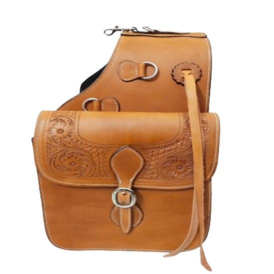 Beautiful Leather Western Trail Tooling Carving Horse Saddle Bag Horse Riding Saddle Bag.