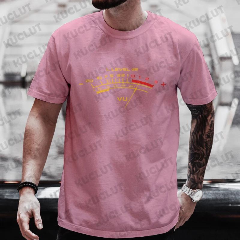 Vintage VU Meter Print Men Street T-Shirts Summer Men's T Shirt Clothing Oversized Men High Quality Tshirt Graphic T Shirts