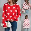 Winter Women's Sweater Love Valentine's Day Pullover Heart Color Clash Sweater
