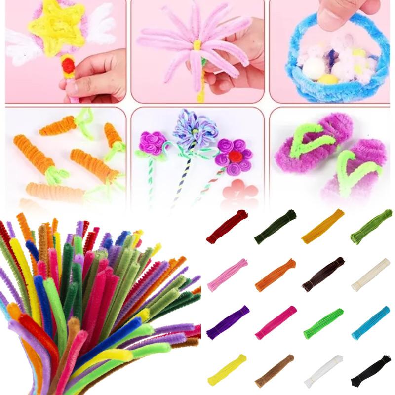 Pcs 100 Colorful Plush Root Twisting Rod Soft Felt Wire Strips Diy Decorations