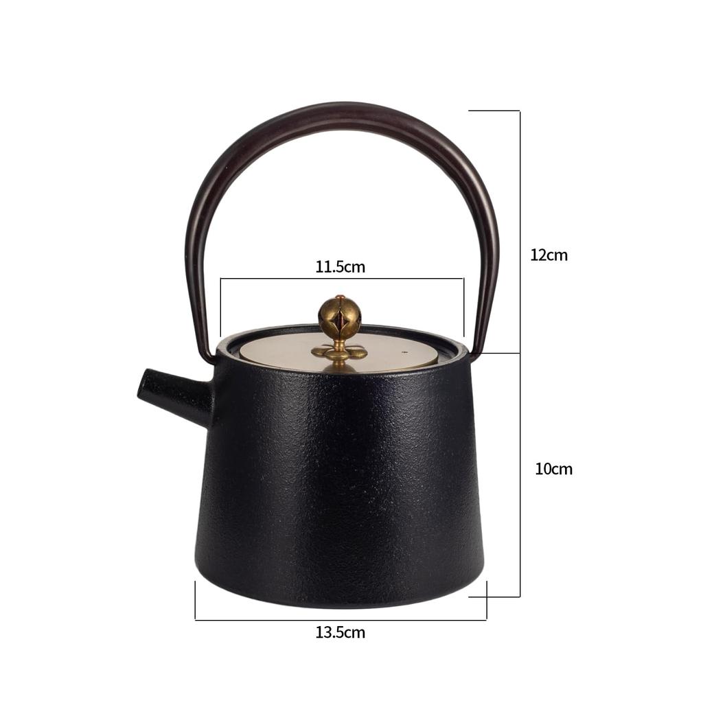 Cast Iron Teapot, 1200ml Capacity, Suitable for Direct Heat and Induction Cooktops, Unpolished, Iron Supplement, Traditional Craft, Cast Iron, Black,