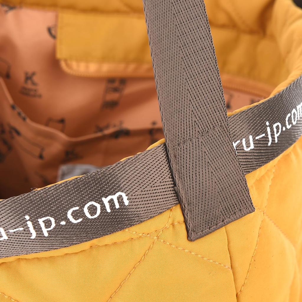Kusguru Japan Women's Water-Repellent Quilted Polyester Shoulder Tote Bag, 247674, Mustard