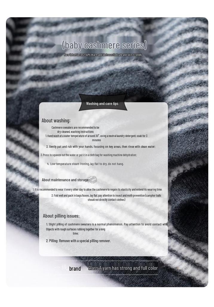 Women's Trendy Striped Cashmere Knit Pullover Sweater - Round Neck, Long Sleeve, Autumn/Winter Casual Wear