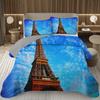 Eiffelturm Tagesdecke Vintage Paris Stadtlandschaft Quilt-Set Doppel-/Queen-Größe, Weiche Leichte Wendbare Tagesdecke für Mädchen Frauen