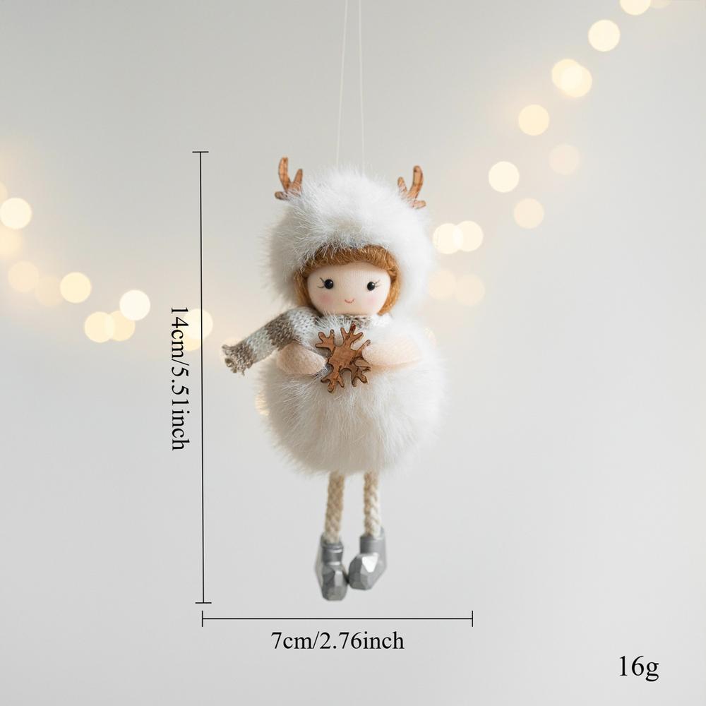 Christmas Plush Angel Doll Pendant Ornaments Xmas Tree Hanging Christmas plush antlers angel girl pendant Angel Ornament белый