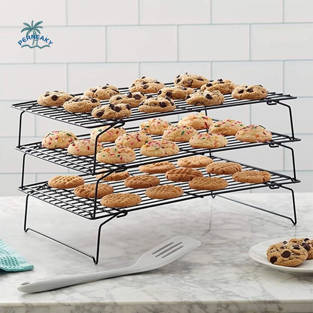 Pastry Tray 3 Layer Cake Cooling Rack Non Stick Stackable Baking Tray Oven Safe Foldable Wire Grid Oven