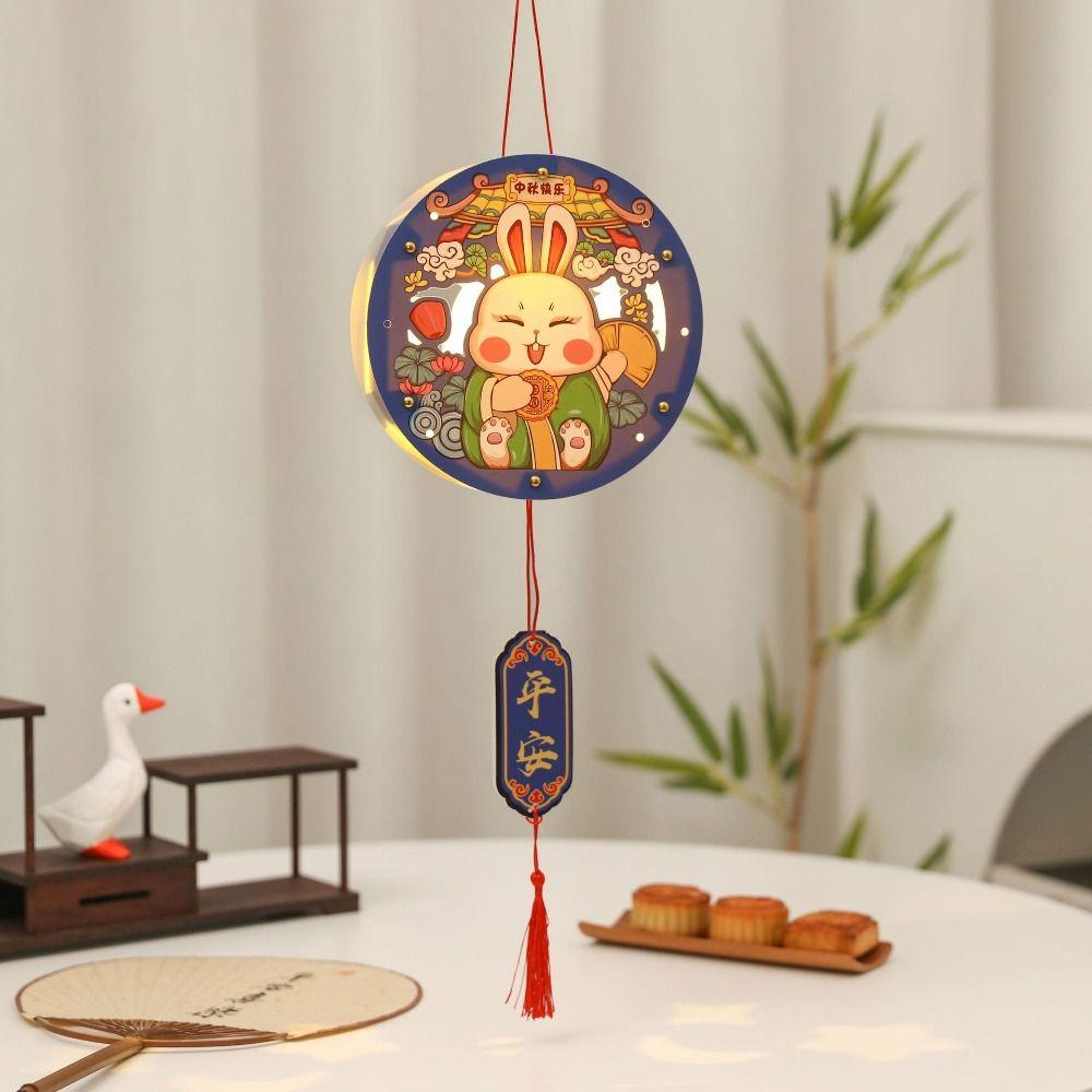 Handmade Mid-Autumn Festival Lantern DIY Glowing Light-Up Bunny Lantern Party Decoration