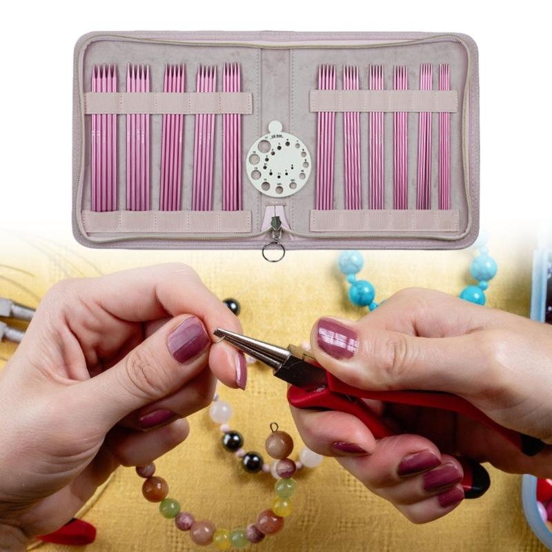 11Pairs Double Ended Aluminum Knitting Needle Double Pointed Head Knitting Needle 2.0mm-6.0mm for Sweater Scarf Hat Bag