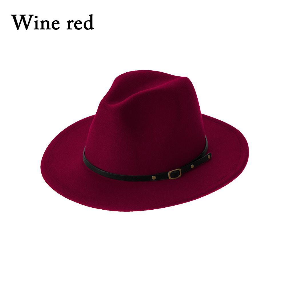 Vintage Felt Fedora Hats with Belt Buckle for Men & Women Wide Brim Outback Hat Panama Jazz Hat Cowboy Hat