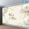 2D Flat Printing Mr & Mrs White Rose Background Cloth for Wedding