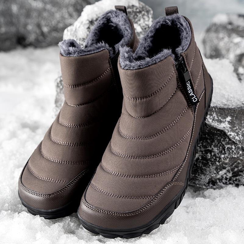 Schneestiefel Herren Wanderschuhe Winterstiefeletten Outdoor Wasserdichte Stiefel für Herren Stiefeletten Plüsch Warm Schneeschuhe Rutschfest
