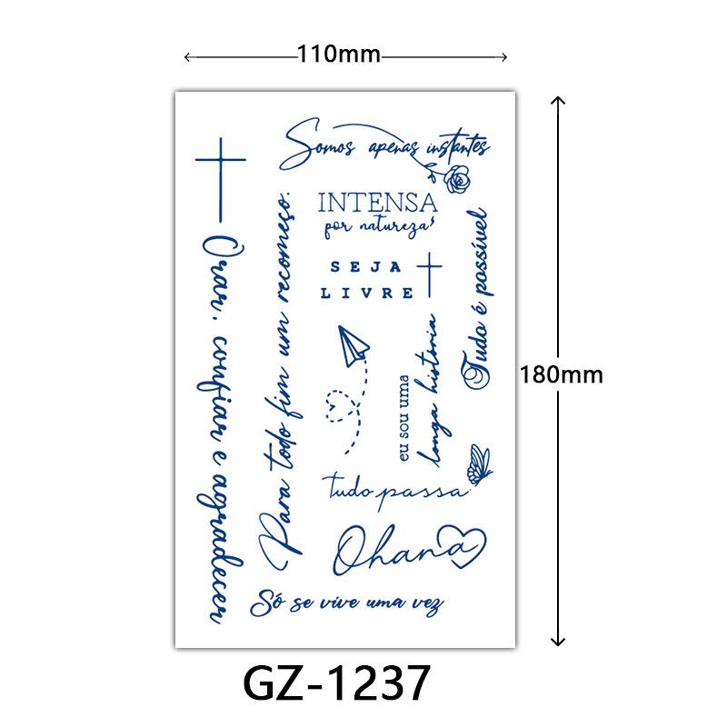 Herbal Tattoo Stickers, Juice Tattoo Stickers, Semi-Permanent English Letter Tattoo Stickers Tattoo