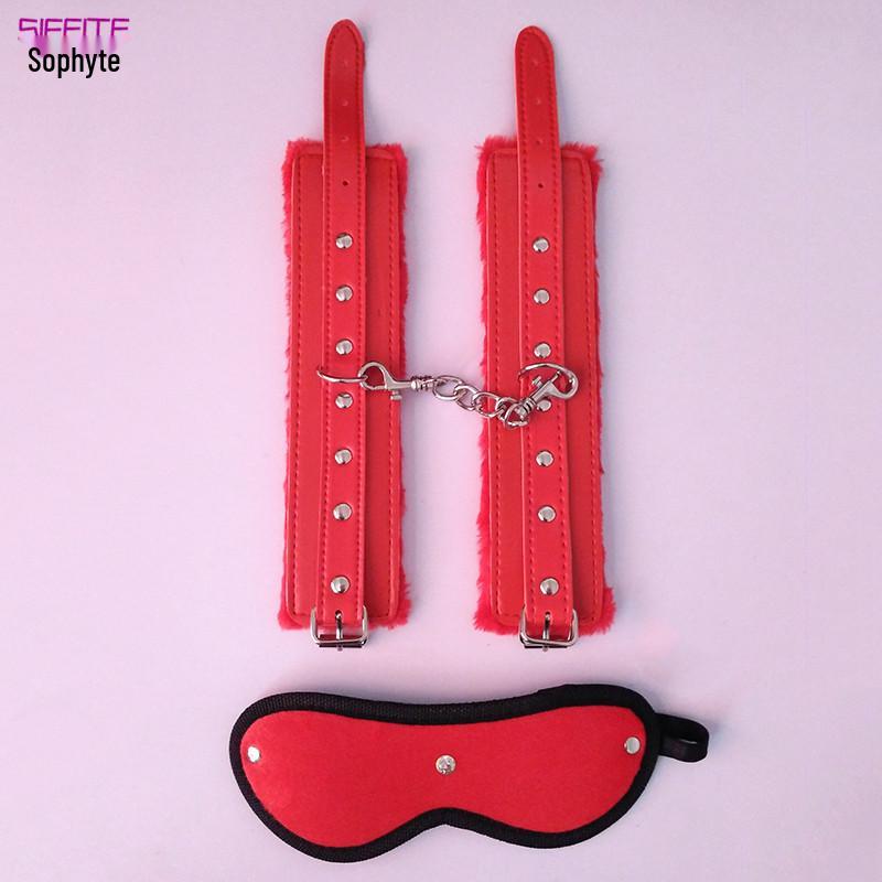 Plush Diamond Eye Mask & Leather Handcuffs Erotic Set