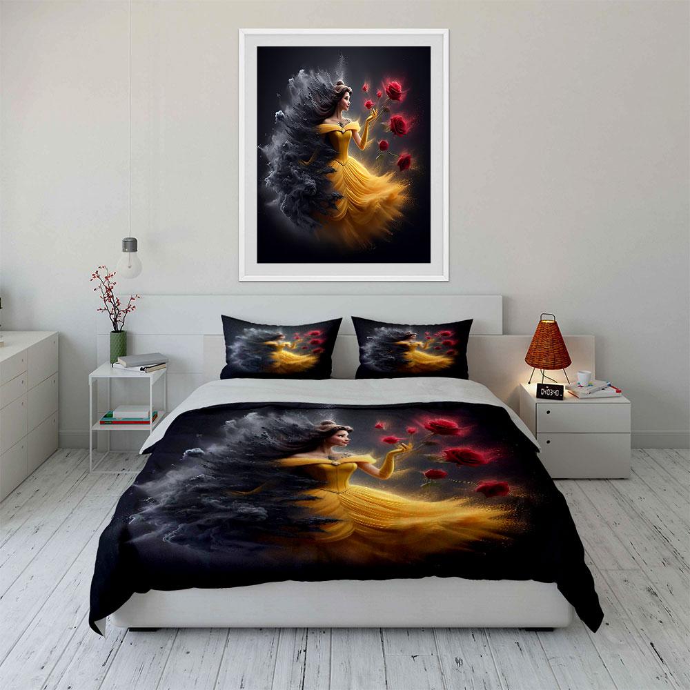 Elegant Princess Themed Decor Set Soft Comfortable Duvet Cover Bedding Set Included 1*Duvet Cover & 2*Pillowcases, Gift