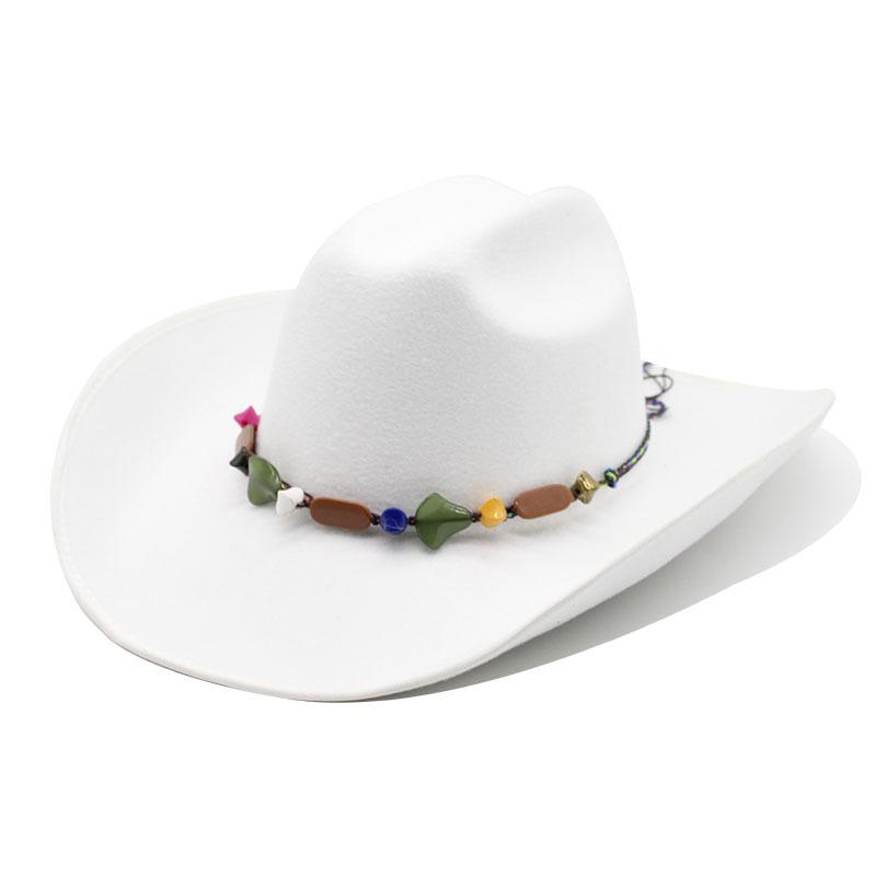 Big Brim Hemmed Woolen Hat Western Cowboy Top Hat Men'S And Women'S Couple Hat Ethnic Felt Hat