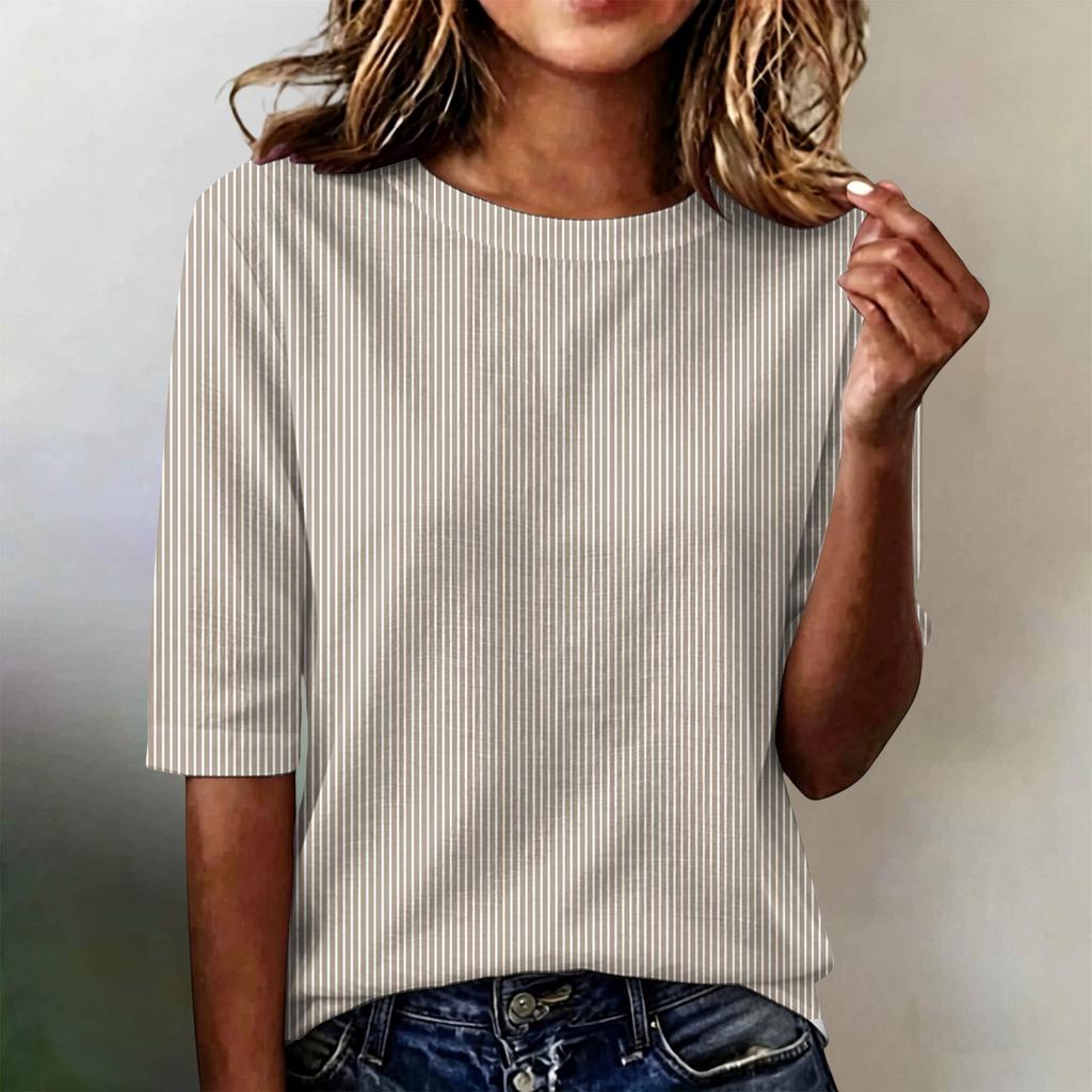 Camiseta de Manga Corta para Mujer, Corte Holgado, Casual, Ligera, Cuello Redondo, Cómoda para el Uso Diario, Blusa Adecuada para Diversas Ocasiones