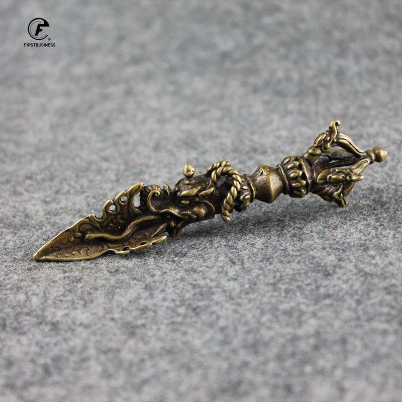 Retro Copper Buddha Instrument Dragon Head Just Vajry Pestle Puer Tea Knife Ornament Home Decoration Antique Brass Desk Decor