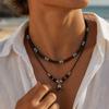 European and American style coconut shell necklace for men, trendy hip-hop niche beach vacation style tooth pendant collarbone chain men's accessory
