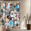 Vibrant Circular Patterns Print Waterproof Shower Curtain, Colorful Abstract Design High-End Toilet Partition Curtain