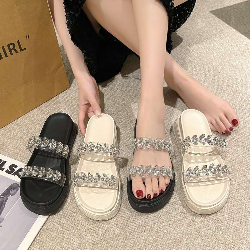 Rhinestone Transparent Belt, One-word Cool Slippers, Fairy Shoes, Wear the New Summer of 2025, Cool Slippers for Stepping On Shit