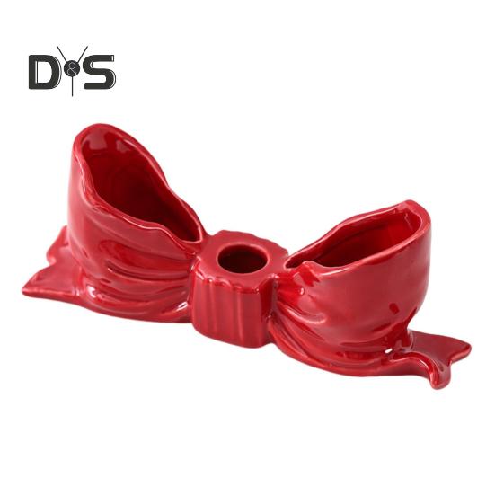 

Подсвечник в форме банта, керамический конусный подсвечник, подсвечник в форме банта для дома, свадебного стола, украшение каминной доски красный