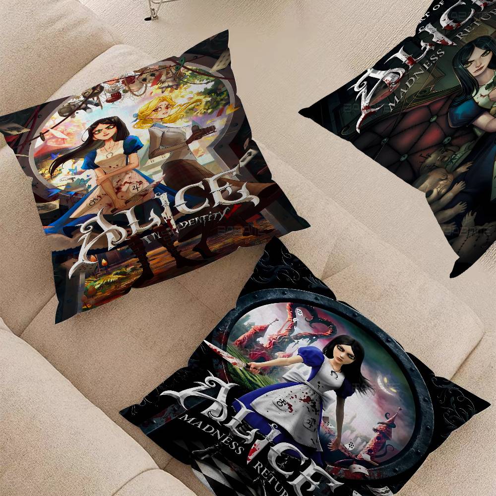 A-Alice M-Madness R-Returns Vintage Pillow Case Cushion Cover Car Throw Pillow Case For Sofa Car Christmas Gift 40x40cm 45x45cm