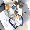 Korean Internet celebrities creative splicing color grid printing square scarf women's professional wear decoration thin imitation silk scarf