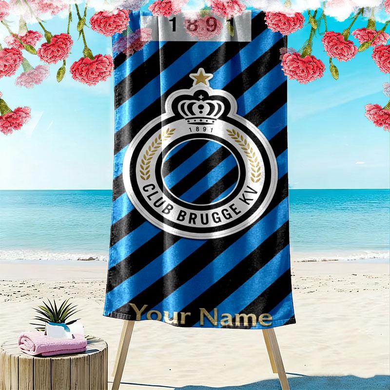 Club Brugge KV Custom Name Print Beach Towel, Large Soft Quick Dry Towel for Beach Camping Swimming
