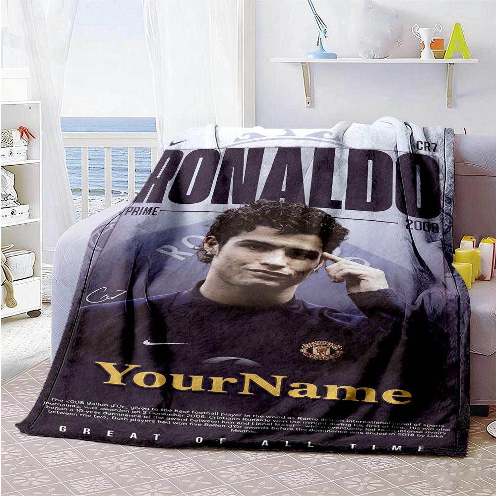 Cristiano Ronaldo 27 Personalized Name Blanket Lightweight Customizable Blanket Soft Warm Cozy for Bedding Home Decor Office Living Room