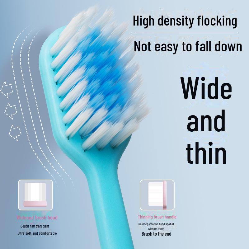 Soft Bristle Adult Toothbrush with Wide Head and Interdental Brush, 8-Pack