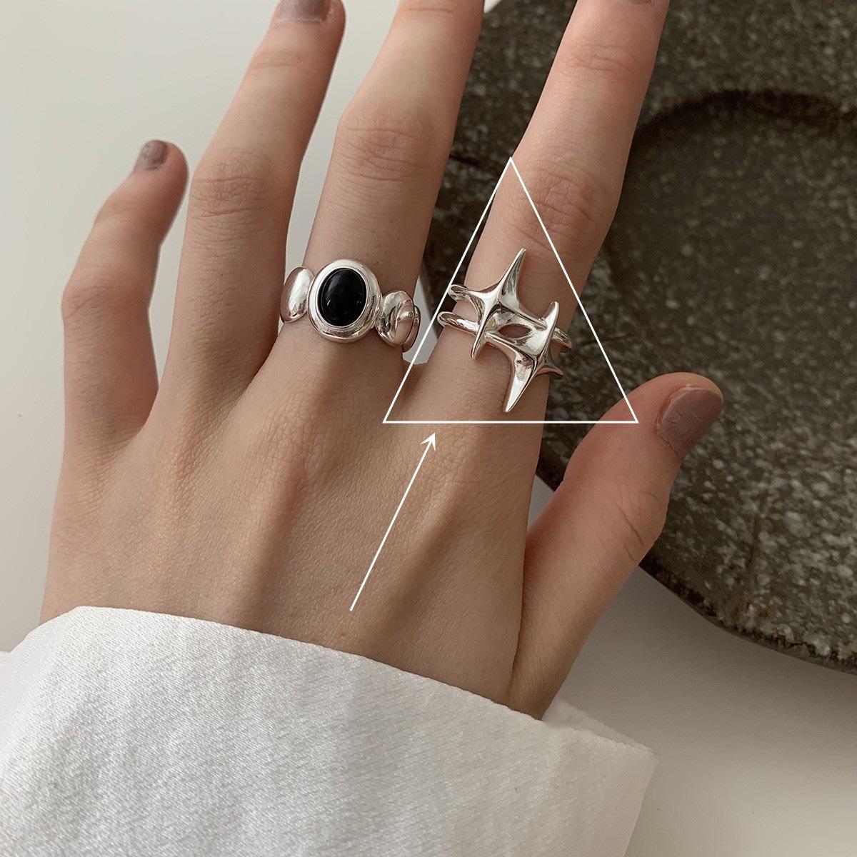 Women s Geometric Starburst Oval Ring: Versatile, Cool, Stackable, Adjustable Index Finger Ring Adjustable Open