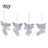 Festive Showcase Hanging Ornaments 4Pcs Winged Angel Ornaments, Clear Figurines, Holiday Party Decor Christmas Tree Decor, Seasonal Home Supplies