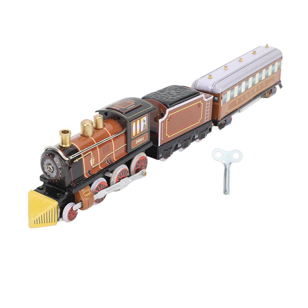Windup Train Toy Tinplate Handmade Decorative Train Model for Bar Stores Home Decor Photo Props