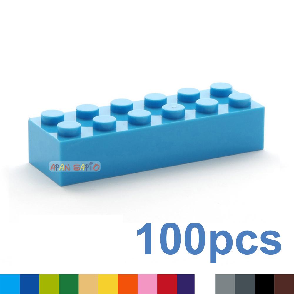 100 pièces 2x6 Points Briques de Construction DIY Figures Épaisses Briques Éducatives Créatives Taille Compatible Avec 2456 Jouets en Plastique pour Enfants