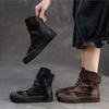 Johnature Hohle, atmungsaktive Retro-Sommerstiefel aus echtem Leder mit Reißverschluss hinten und römischen Sandalen mit dicker Sohle für Damen
