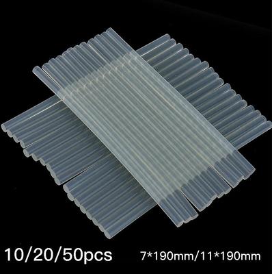 Viskosität: 10/20 Stück, 7/11 x 190 mm, ungiftig, transparent, EVA-Schmelzklebestifte für Heißklebepistole, Kleber, Bastelalbum, DIY-Klebereparaturwerkzeuge(Farbe:Transparent)