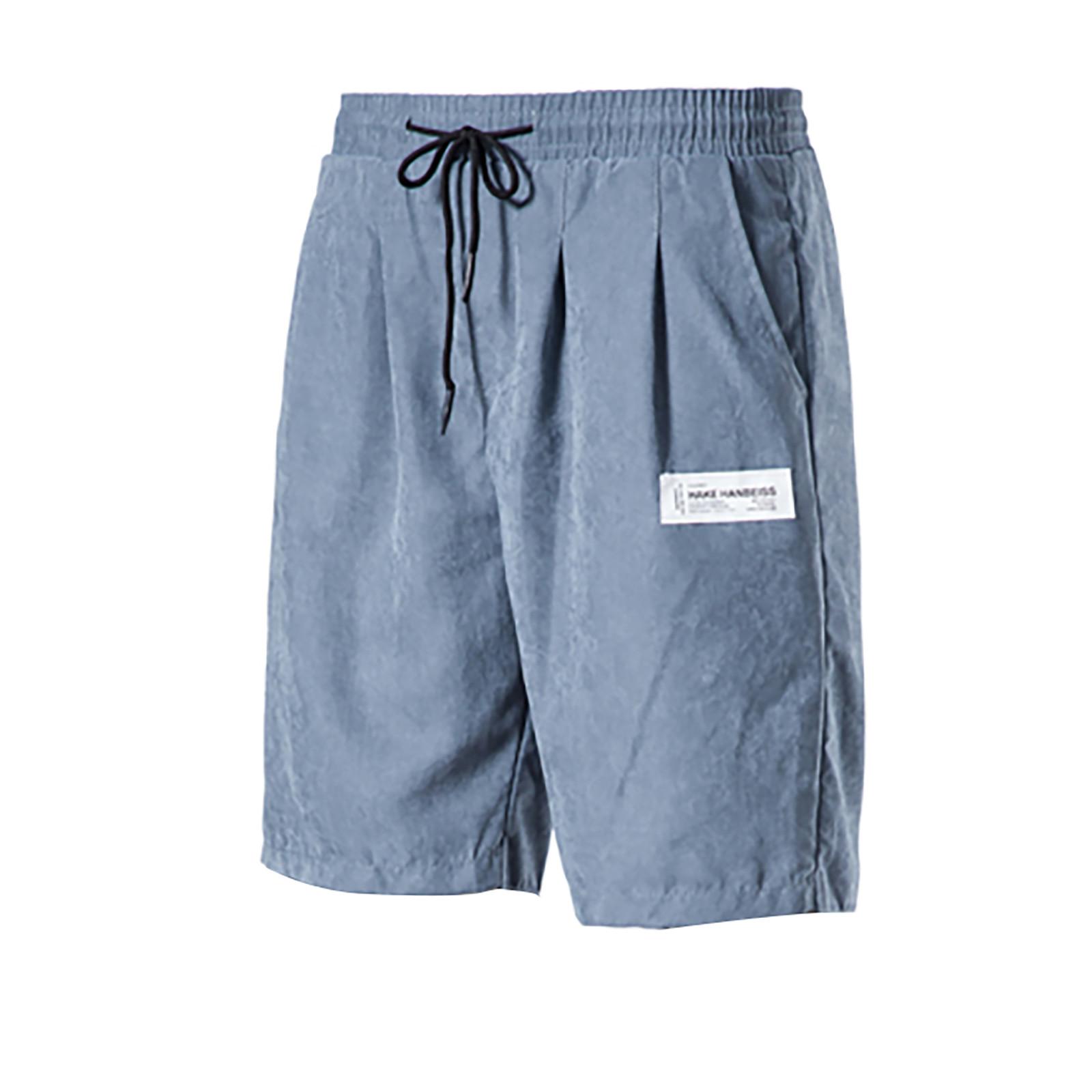 

Мужские модные летние пляжные брюки с карманами на шнуровке, шорты, повседневные брюки M синий