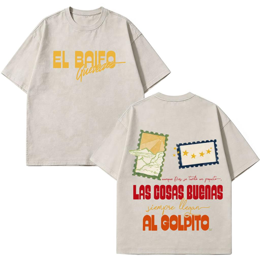 Quevedo El Baifo Album 2026 Tour Graphics Vintage Washed T Shirt Men Women Fashion Tshirt Shortsleeved Loose Cotton Tshirts