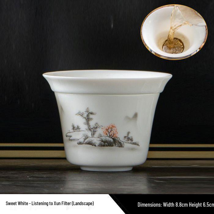 Dehua White Porcelain Landscape Gaiwan - Premium Kung Fu Tea Set with Three Talents Tea Bowl
