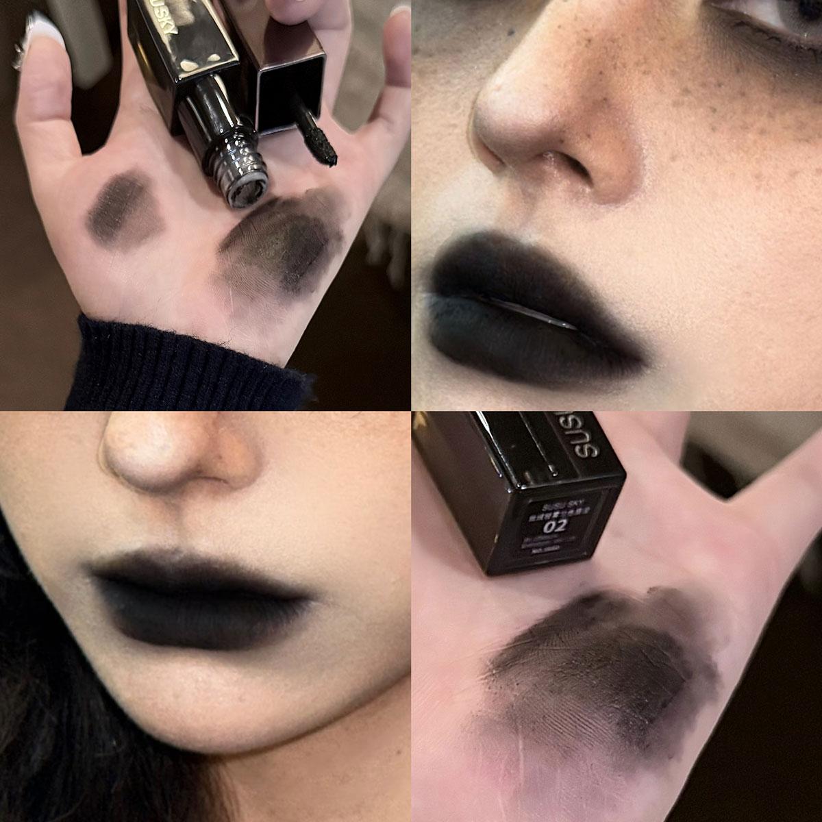 Waterproof Velours Mat Vloeibare Lippenstift Kleurvast Roodbruin Lip Tint Zwarte Lippenstift 7 Kleuren