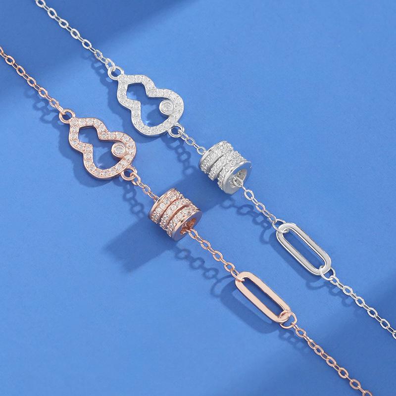 S999 Sterling Silver Gourd Slim Waist Bracelet – Elegant and Versatile Women's Light Luxury Style.